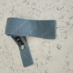 Vintage Knit Wool Tie Dusty Steel Blue Square Mad Men Ivy League Academia Retro
